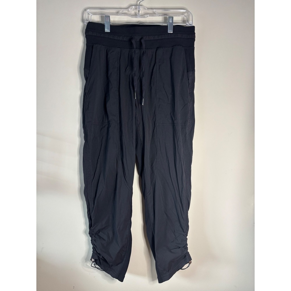 Lululemon Black Dance Studio Crop Pants Drawstring Adjustable Ruched Size 6